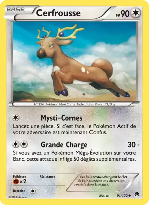 Carte Pokémon Cerfrousse 091/122, extension Rupture Turbo