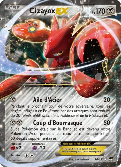 Carte Pokémon Cizayox EX 076/122, extension Rupture Turbo