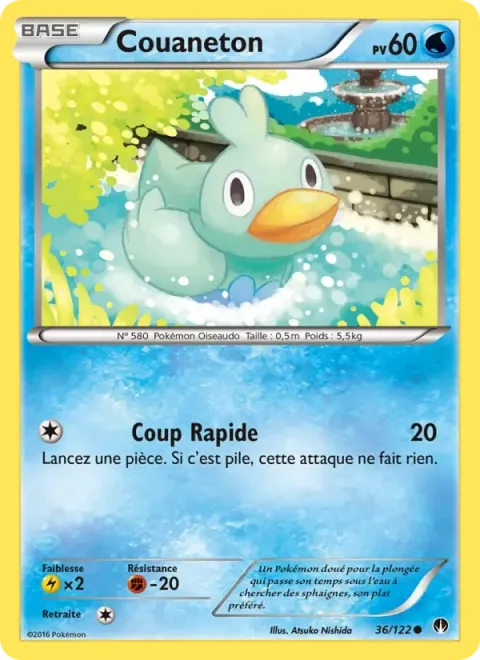 Carte Pokémon Couaneton 036/122, extension Rupture Turbo