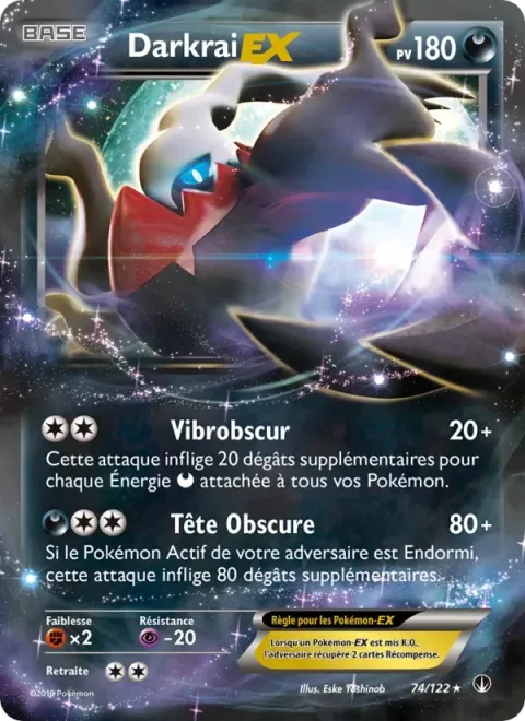 Carte Pokémon Darkrai EX 074/122, extension Rupture Turbo