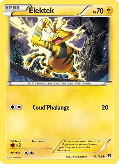 Carte Pokémon Élektek 042/122, extension Rupture Turbo