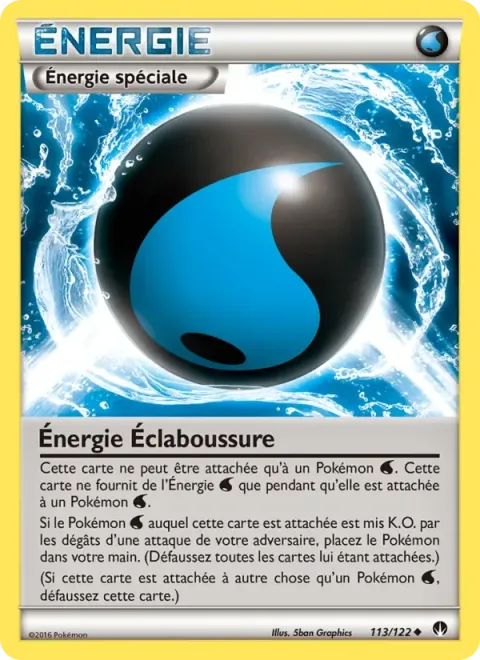 Carte Pokémon Énergie Éclaboussure 113/122, extension Rupture Turbo