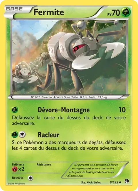 Carte Pokémon Fermite 009/122, extension Rupture Turbo