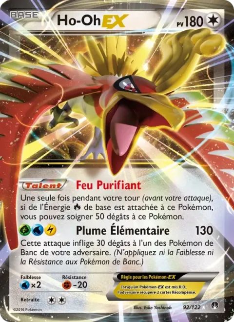Carte Pokémon Ho-Oh EX 092/122, extension Rupture Turbo