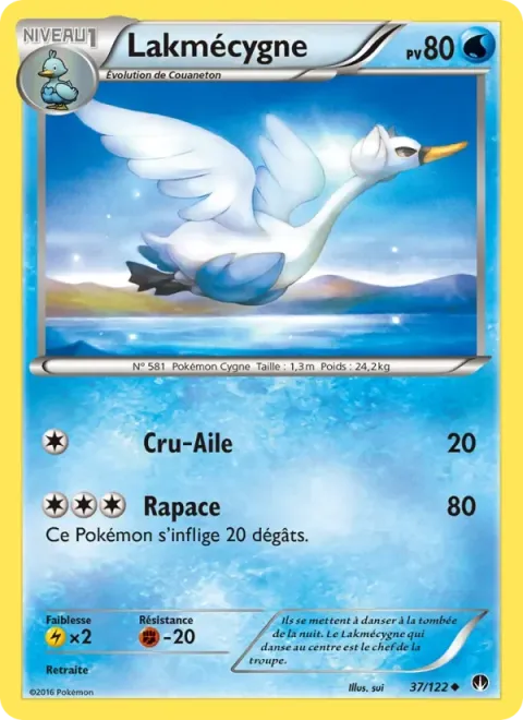 Carte Pokémon Lakmécygne 037/122, extension Rupture Turbo
