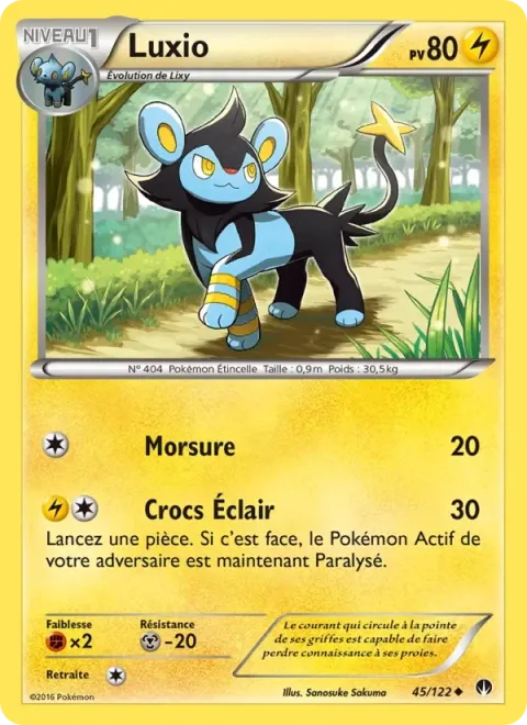 Carte Pokémon Luxio 045/122, extension Rupture Turbo