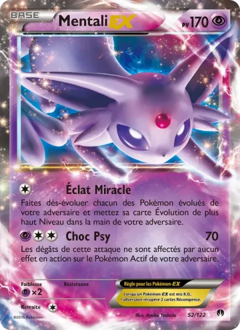 Carte Pokémon Mentali EX 052/122, extension Rupture Turbo