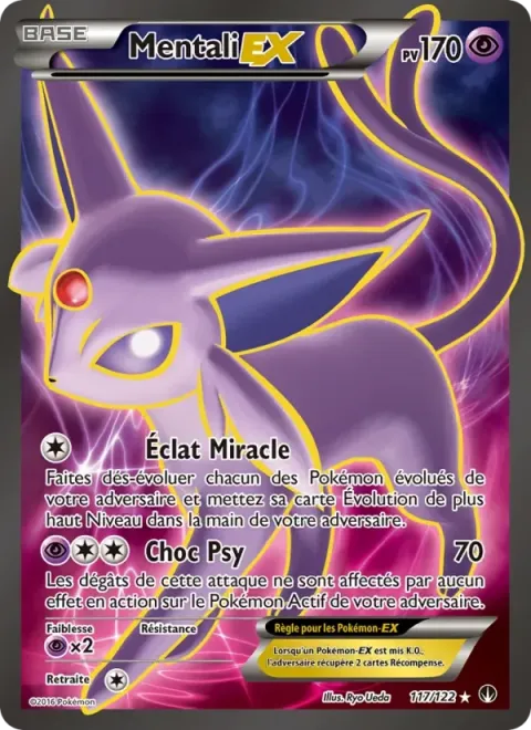 Carte Pokémon Mentali EX 117/122, extension Rupture Turbo