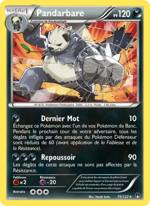 Carte Pokémon Pandarbare 075/122, extension Rupture Turbo