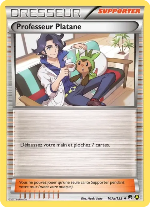 Carte Pokémon Professeur Platane 107A/122, extension Rupture Turbo