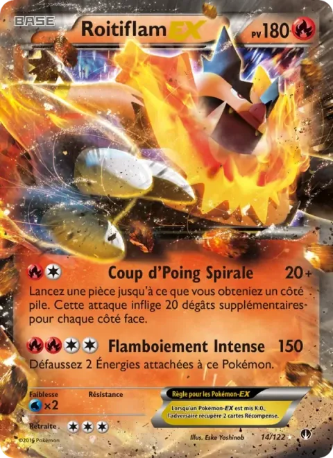 Carte Pokémon Roitiflam EX 014/122, extension Rupture Turbo