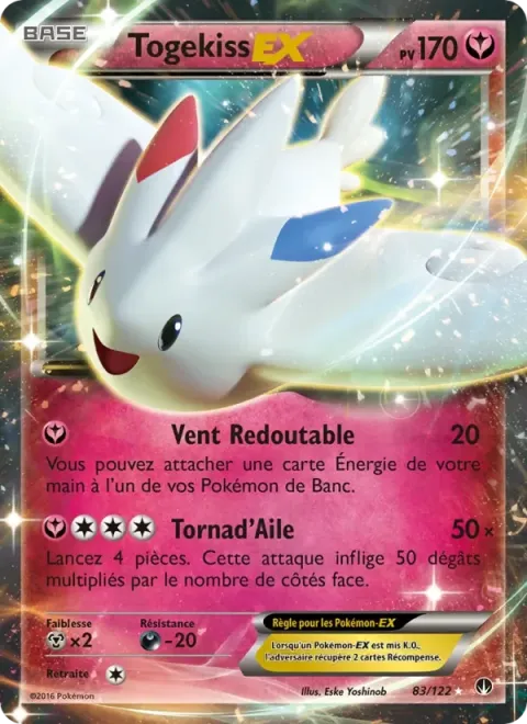 Carte Pokémon Togekiss EX 083/122, extension Rupture Turbo