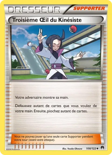Carte Pokémon Troisième Œil du Kinésiste 108/122, extension Rupture Turbo