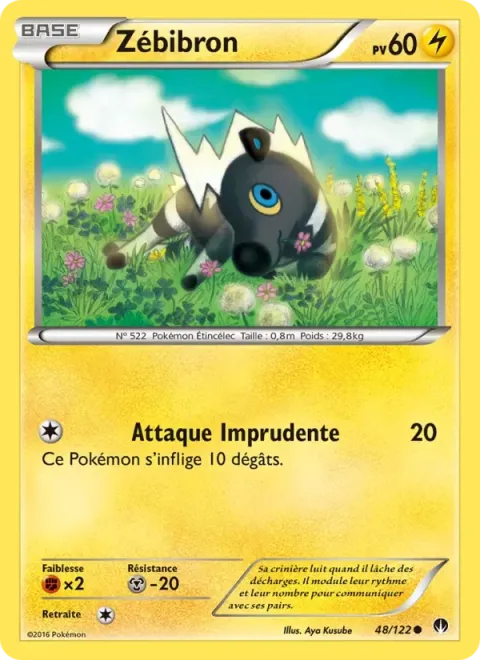 Carte Pokémon Zébibron 048/122, extension Rupture Turbo