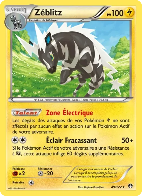 Carte Pokémon Zéblitz 049/122, extension Rupture Turbo