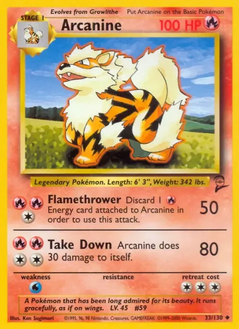 Carte Pokémon Arcanin 033/130, extension Set de Base 2 (sortie anglaise)