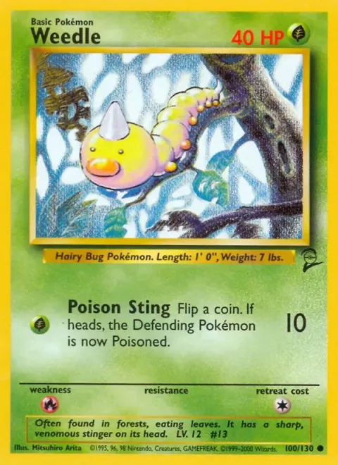 Carte Pokémon Aspicot 100/130, extension Set de Base 2 (sortie anglaise)