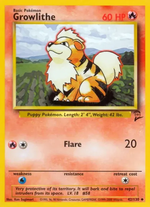 Carte Pokémon Caninos 042/130, extension Set de Base 2 (sortie anglaise)