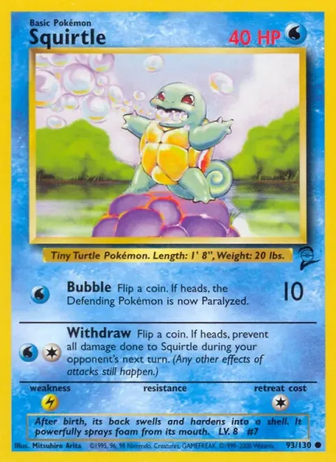 Carte Pokémon Carapuce 093/130, extension Set de Base 2 (sortie anglaise)