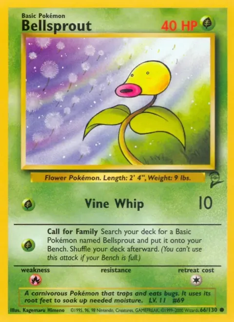 Carte Pokémon Chétiflor 066/130, extension Set de Base 2 (sortie anglaise)