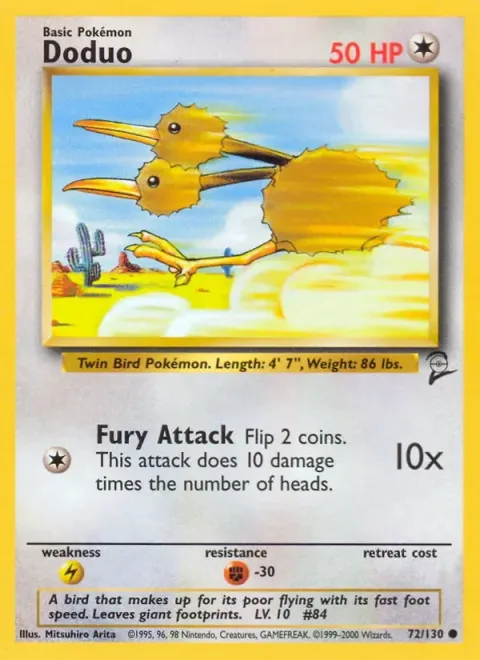 Carte Pokémon Doduo 072/130, extension Set de Base 2 (sortie anglaise)