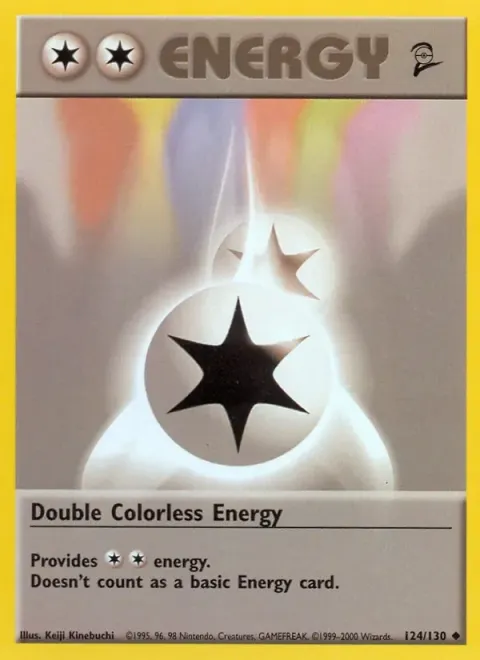 Carte Pokémon Double Énergie Incolore 124/130, extension Set de Base 2 (sortie anglaise)