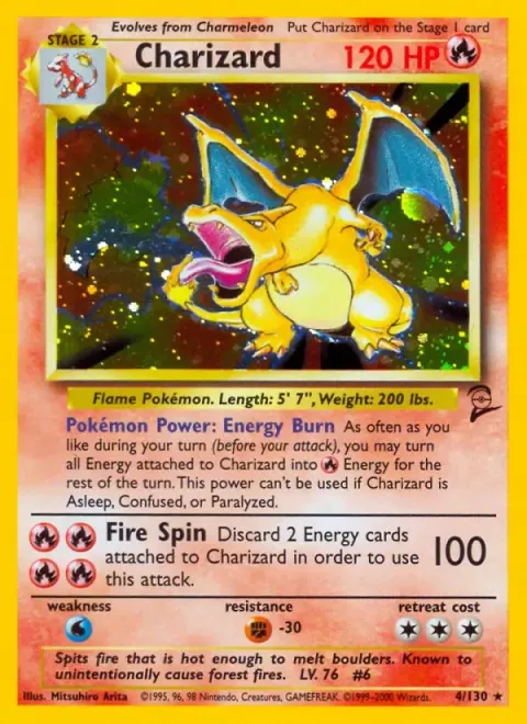 Carte Pokémon Dracaufeu 004/130, extension Set de Base 2 (sortie anglaise)