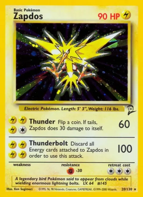 Carte Pokémon Électhor 020/130, extension Set de Base 2 (sortie anglaise)