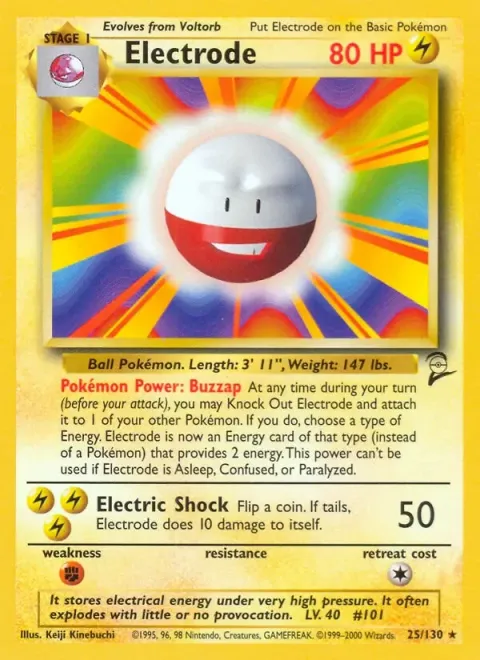 Carte Pokémon Électrode 025/130, extension Set de Base 2 (sortie anglaise)