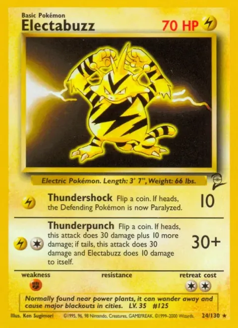 Carte Pokémon Élektek 024/130, extension Set de Base 2 (sortie anglaise)