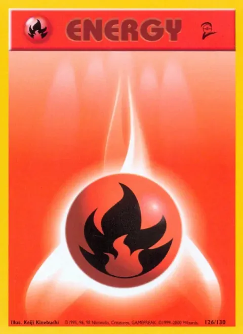Carte Pokémon Énergie Feu 126/130, extension Set de Base 2 (sortie anglaise)