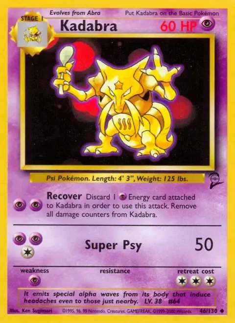 Carte Pokémon Kadabra 046/130, extension Set de Base 2 (sortie anglaise)