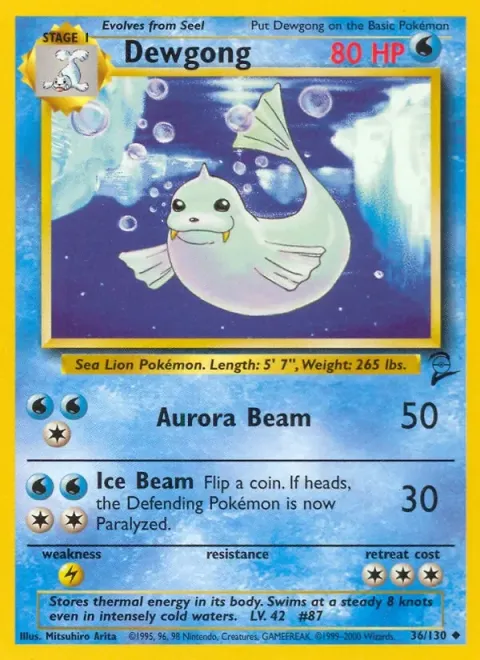 Carte Pokémon Lamantine 036/130, extension Set de Base 2 (sortie anglaise)