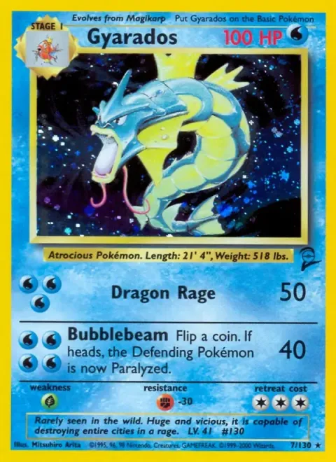 Carte Pokémon Léviator 007/130, extension Set de Base 2 (sortie anglaise)