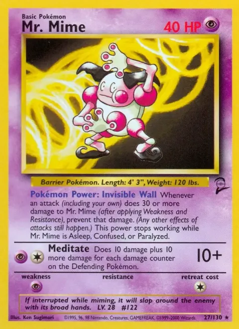 Carte Pokémon M. Mime 027/130, extension Set de Base 2 (sortie anglaise)