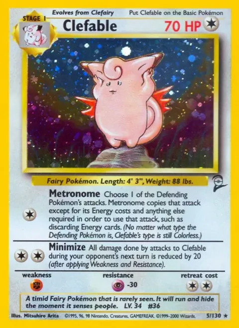 Carte Pokémon Mélodelfe 005/130, extension Set de Base 2 (sortie anglaise)
