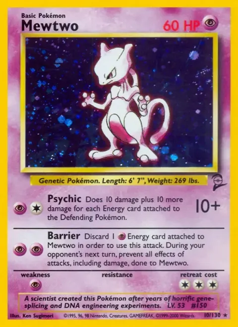 Carte Pokémon Mewtwo 010/130, extension Set de Base 2 (sortie anglaise)