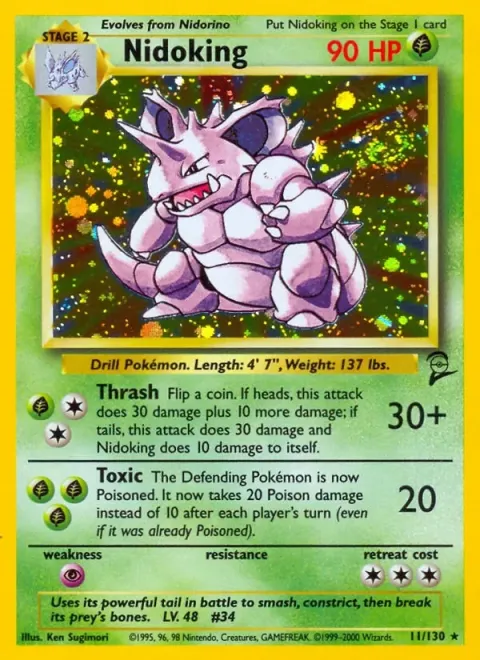 Carte Pokémon Nidoking 011/130, extension Set de Base 2 (sortie anglaise)