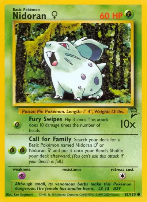 Carte Pokémon Nidoran ♀ 082/130, extension Set de Base 2 (sortie anglaise)