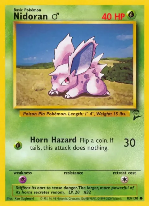 Carte Pokémon Nidoran ♂ 083/130, extension Set de Base 2 (sortie anglaise)