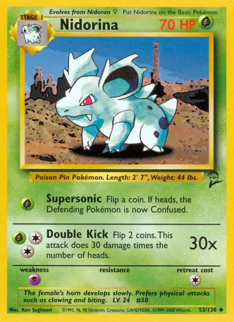 Carte Pokémon Nidorina 053/130, extension Set de Base 2 (sortie anglaise)