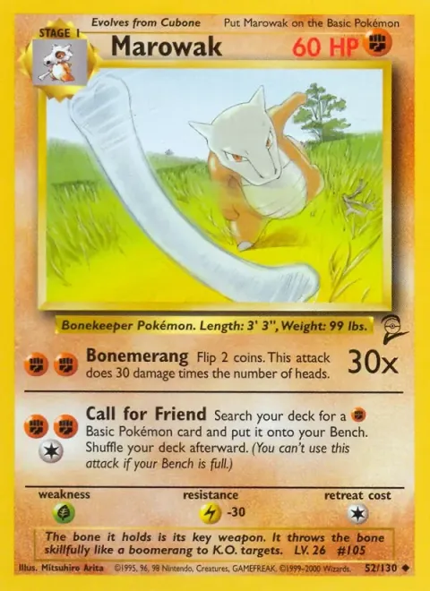 Carte Pokémon Ossatueur 052/130, extension Set de Base 2 (sortie anglaise)