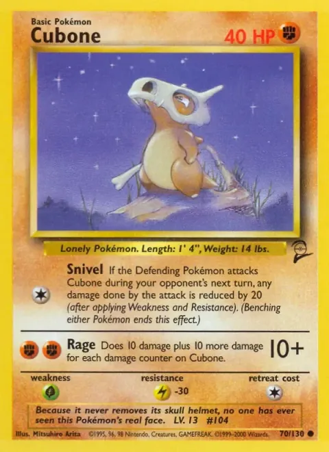 Carte Pokémon Osselait 070/130, extension Set de Base 2 (sortie anglaise)