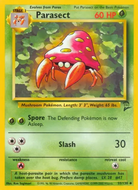Carte Pokémon Parasect 055/130, extension Set de Base 2 (sortie anglaise)