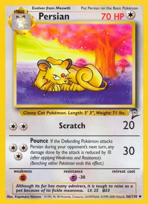 Carte Pokémon Persian 056/130, extension Set de Base 2 (sortie anglaise)