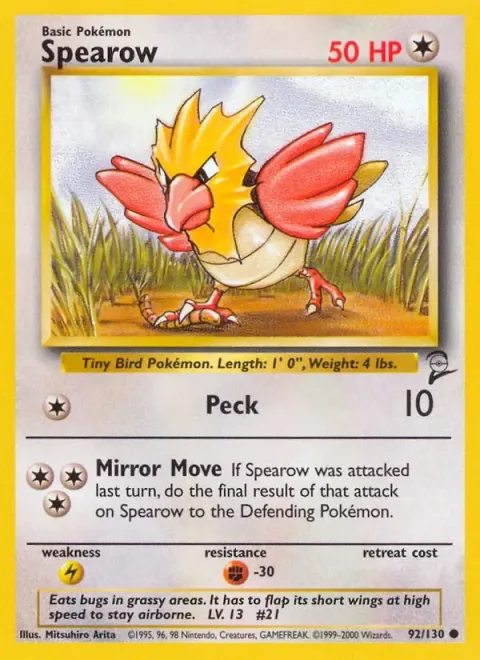 Carte Pokémon Piafabec 092/130, extension Set de Base 2 (sortie anglaise)