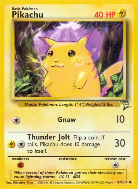Carte Pokémon Pikachu 087/130, extension Set de Base 2 (sortie anglaise)