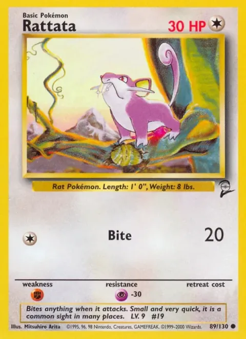 Carte Pokémon Rattata 089/130, extension Set de Base 2 (sortie anglaise)