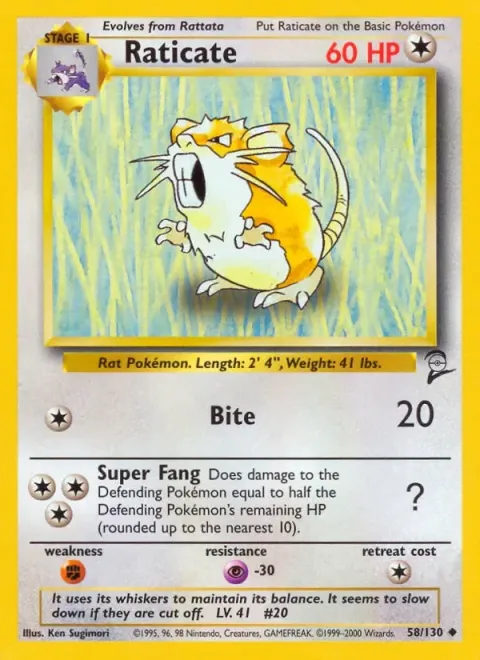 Carte Pokémon Rattatac 058/130, extension Set de Base 2 (sortie anglaise)