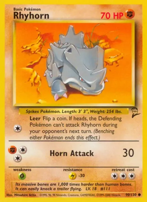 Carte Pokémon Rhinocorne 090/130, extension Set de Base 2 (sortie anglaise)